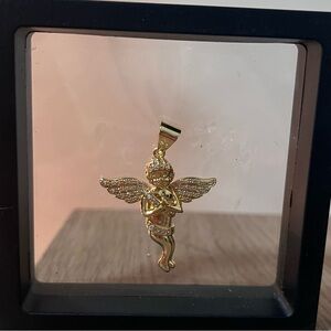 18k gold plated angel and wings pendant